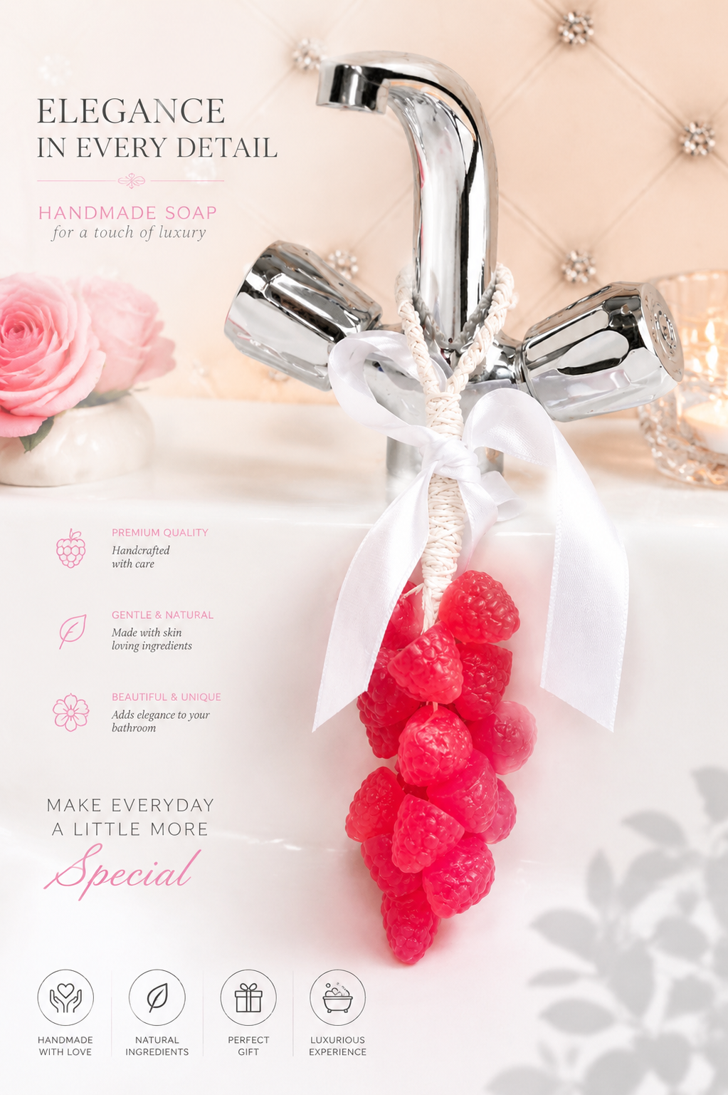 Raspberry Hanging Soap – 100% Natural Soap