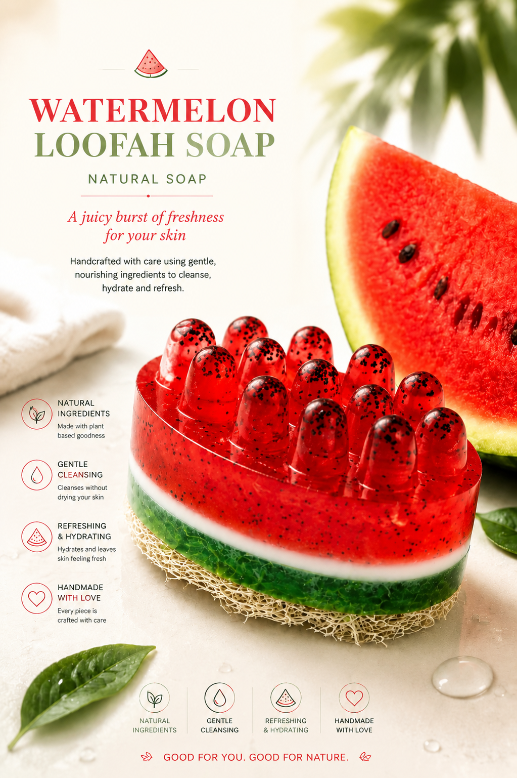 🍉 Watermelon Soap with loofah
